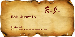 Rák Jusztin névjegykártya